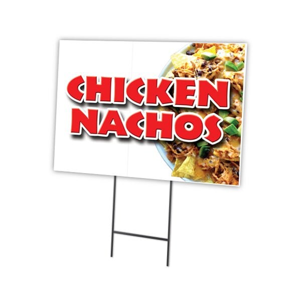 Chicken Nachos Yard Sign & Stake outdoor plastic coroplast window, C-1824 Chicken Nachos